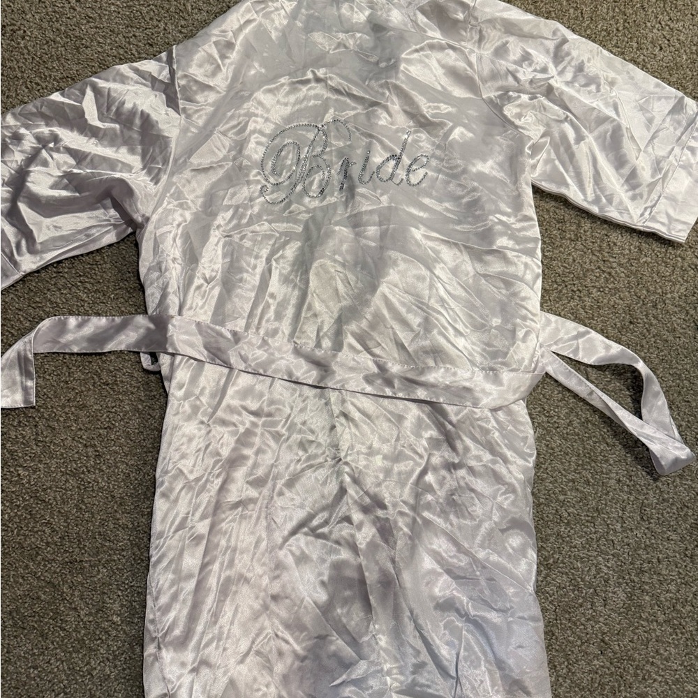 Bridal Satin Robe - Silver